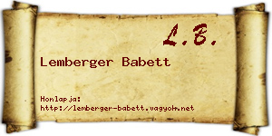 Lemberger Babett névjegykártya
